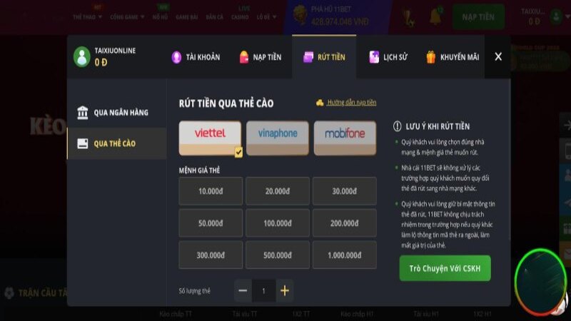 Rút tiền 11bet bao lâu nhận được